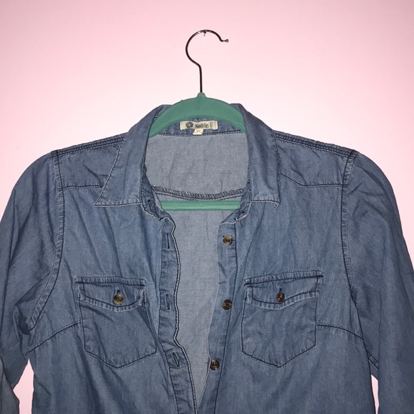 Medium wash denim button up shirt - Picture 2 of 3